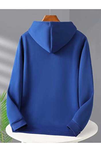 caddekombin Face the Future Printed Hooded Cotton Saks Sweatshirt with Pockets