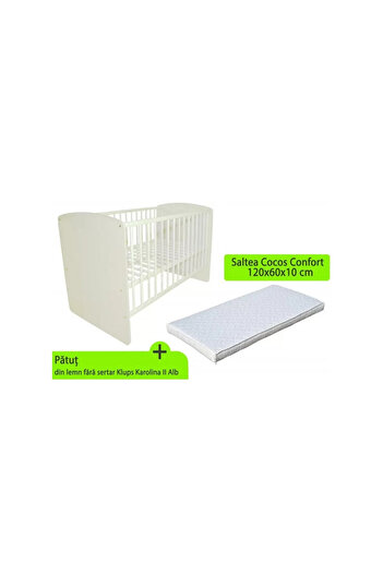 Klups Karolina II White Crib + Mattress 10 MyKids Confort II