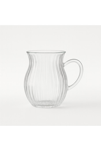 Vadi Keyf-I Ala 6-Piece Heat Resistant Striped Borosilicate Glass Tea Cup with Handle 200 ml
