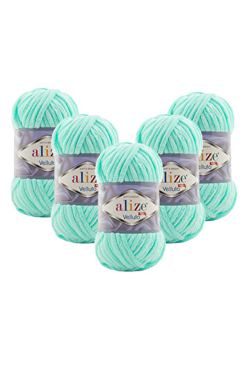 Alize 5 Pieces Velluto Velvet Hand Knitting Yarn 19 Sea Crystal