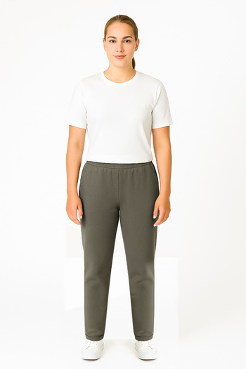 Cottonland Women's Marcia Regular Fit Double Leg Autumn Three Thread Unsharded Cotton Sweatpants Bottom Light Khaki