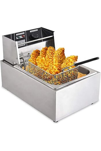 Silver Crest 6.5 L Electric Fryer, 2500W Deep Fat Fryer with Frying Basket, Stainless Steel Countertop Fryer.