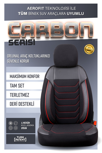 stiloto Auto Seat Cover Carbon Series |   Full Set, Universal Design |   Pike Fabric, Anti-Sweat and Full Protection