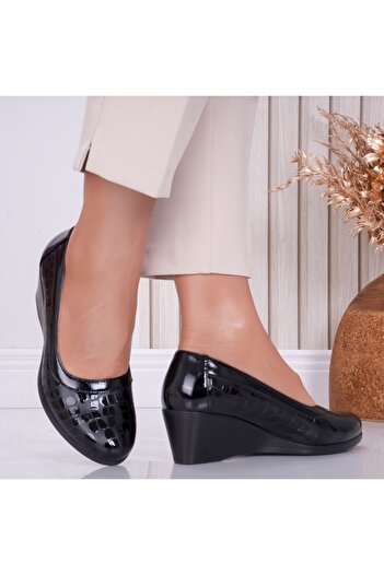 MODA STİL Pantofi dama cu platforma Negri din Piele Lacuita Maxie, 41