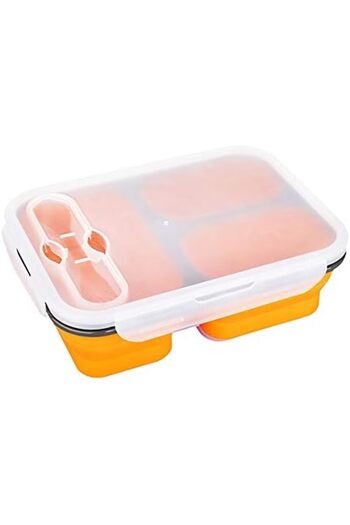 Generic Foldable Bento Lunch Box for Women Men And Kids With Spork And Lid BPA Free, Collapsible and Leakpro