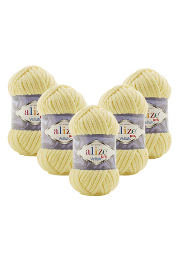 Alize 5 τεμάχια Velluto Velvet νήμα πλεξίματος στο χέρι 13 ανοιχτό κίτρινο