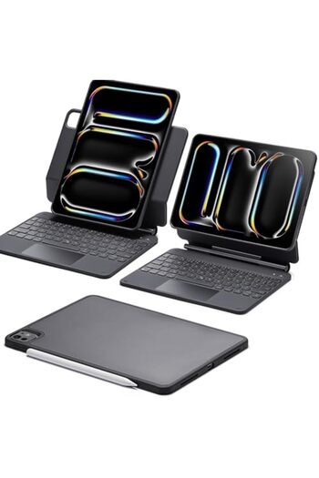 SUKILO حافظة iPad Pro مقاس 11 بوصة مع لوحة مفاتيح (M4، 2024) - حامل مغناطيسي، لوحة مفاتيح واقية متعددة الأوضاع