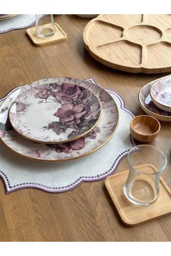 ROSSEV Breakfast Set Purple Rose 42 Pieces for 6 People