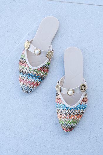 Munshoes Lili Women's Buckle Straw Slippers