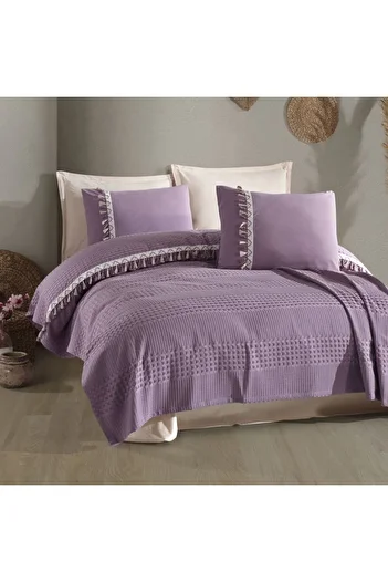 ŞENER HOME Clasy Double Jacquard Pique Set Bohemline V7 Lilac