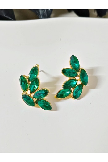 mos&more Green Stone Leaf Stylish Women's Earrings