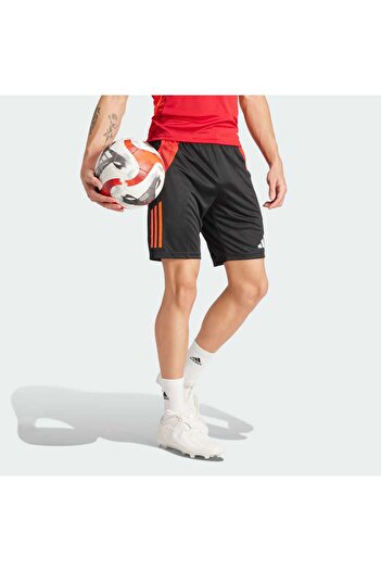 adidas Spor Şort Erkek Kırmızı Detaylı Siyah Antrenman ve Maç Şortu
