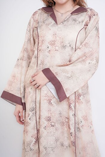 IKKXA Elegant Patterns Collared Jalabiya