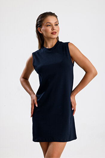 Elia Moda Μπλούζα Navy Blue 100% Cotton Interlock Zero Sleeve Undershirt