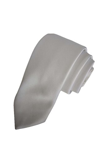 Exve Exclusive White Plain Satin Woven Thin Fashion Slim Tie