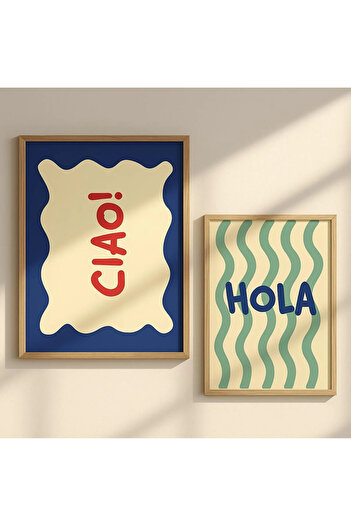NT Handmade Natural Wooden Framed Uv Printing Ciao Hola Wall Painting – Modern & Stylish Wall Decor
