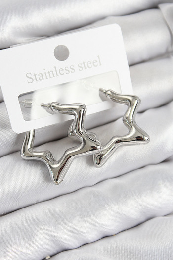 Tunastore Brass Star Model Silver Color Women's Earrings