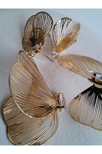 BHR AKSESUAR Gold Zircon Stone Earrings