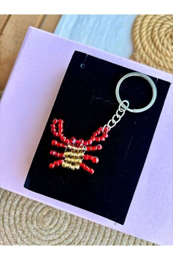 PEONY - peonyofficiall Crab Keychain Bead Embroidered Accessory Silver Keychain
