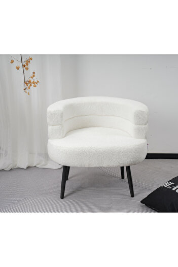 Generic Elegant Design Boucle Fabric Chair - Modern Decor Chair in White