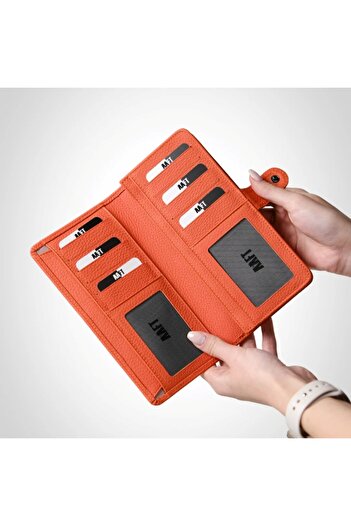 SANATE COLLECTION Hakiki Deri Unisex Cüzdan – Telefon Bölmeli, Kartlıklı Kişiye Özel İsim Yazılır