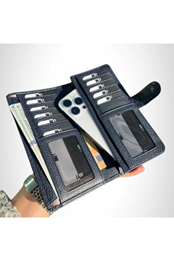 SANATE COLLECTION Hakiki Deri Unisex Cüzdan – Telefon Bölmeli, Kartlıklı Kişiye Özel İsim Yazılır