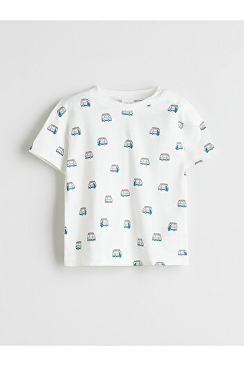 LC Waikiki Crew Neck Printed Baby Boy T-Shirt and Shorts 2-Piece