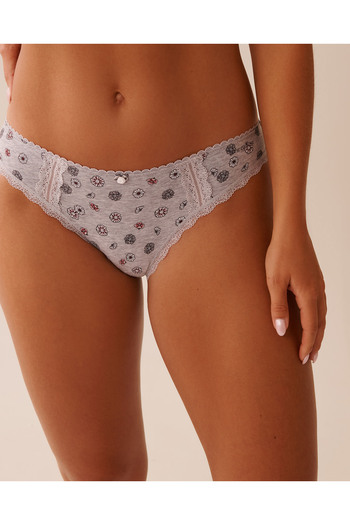 La Vie en Rose Cotton and Lace Detail Bikini Panty