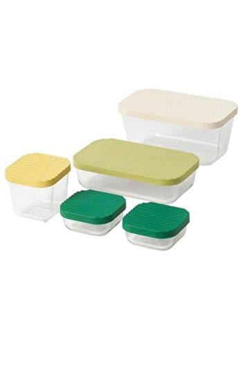IKEA Havstobis Glass Storage Container Set Transparent Multicolor Set of 5