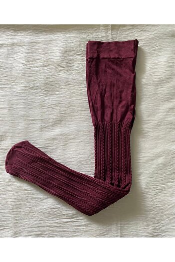 DÜVEN Girl's 80 Denier Seasonal Patterned Pantyhose - Claret Red Pantyhose