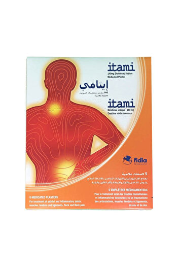 Itami Pain Relief Plasters, 140 mg, 10 X 14 Plasters, 5 Pack