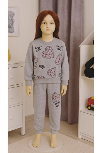 renkli diyar Girl's Bottom Top Set Long Sleeve Sweat and Pants