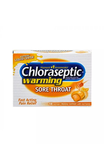 chloraseptic Warming Sore Throat Honey Lemon Lozenges, 18'S