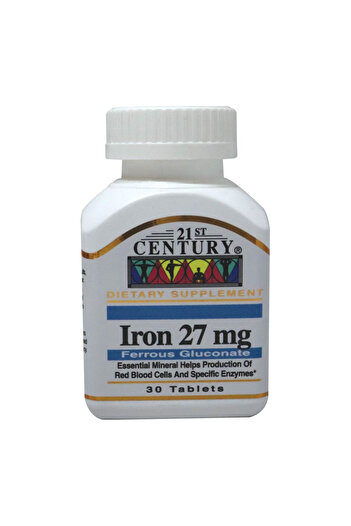 21st Century Iron Tablets for Healthy Blood Count - Pack of 30, 27 Mg