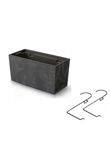 Prosperplast Decorative Planter, Metal Support, Anthracite, 39.5 x 18.5 x 19.5 cm, Urbi Case Beton Effect W