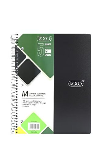 Roco Neon Notebook – A4 Size, 200 Sheets, Bright & Bold for Everyday Use