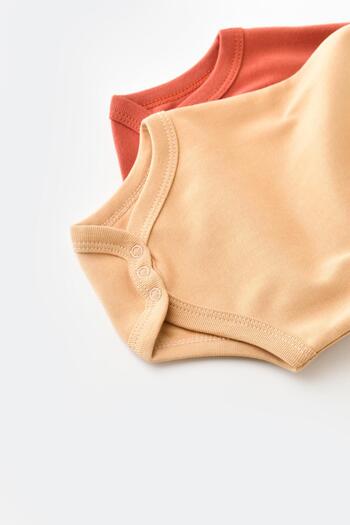 Magu Unisex Baby Cotton Sleeveless Mustard & Cinnamon Undershirt Body Set of 2