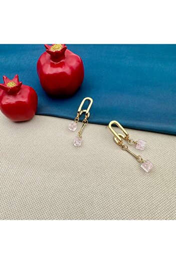 Opia Takı & Aksesuar Gold Cube Bead Dangle Earrings