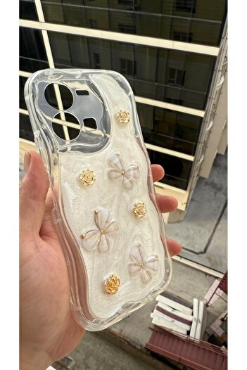 Rivor Vivo Y35 & Vivo Y22s Uyumlu Kılıf Kamera Korumalı Kelebek Ve Çiçek Kabartmalı Premium Kapak