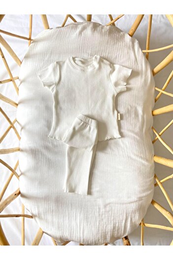Zezig Glitter White Camisole Suit 100% Cotton