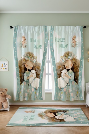 EVPANYA Lamb Princess Patterned Children's Baby Room Background Curtain (Single Wing Pricing)