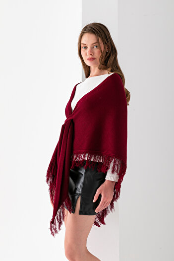 Wega Moda Women's Triangle Tassel Shawl, Stylish Women's Shawl Model with Tassels, Shoulder Shawl, Women's Triangle Shoulder Shawl with Tassels.