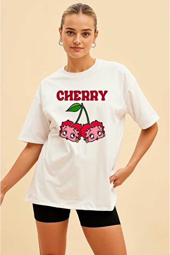 Ankhises Cherry Cherries 10 Pre-printed Oversize T-shirt Ανδρικό Γυναικείο Βαμβακερό μπλουζάκι με λαιμόκοψη