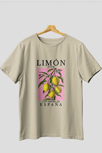 Ankhises Μπλουζάκι με μπροστινό στάμπα Lemon Espana Ανδρικό γυναικείο βαμβακερό μπλουζάκι με λαιμόκοψη