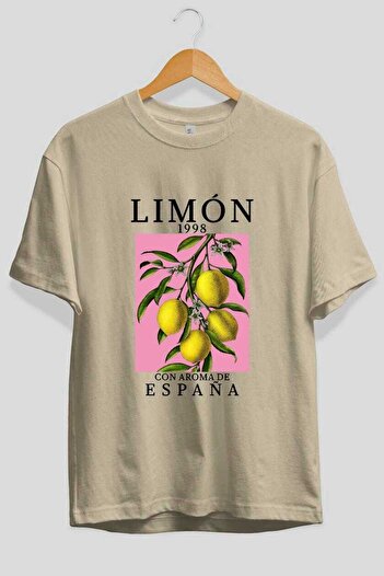 Ankhises Μπλουζάκι με μπροστινό στάμπα Lemon Espana Ανδρικό γυναικείο βαμβακερό μπλουζάκι με λαιμόκοψη