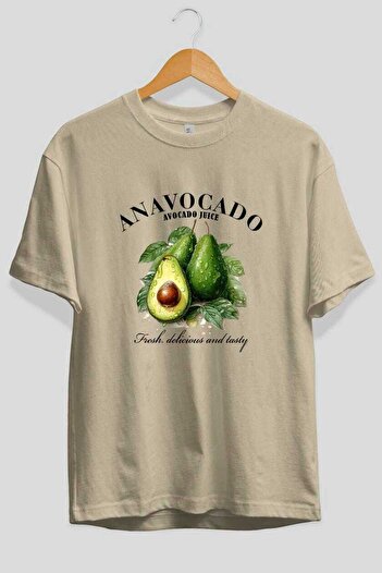 Ankhises Μπλουζάκι Avocado Avocado με μπροστινό στάμπα Oversize Ανδρικό Γυναικείο Βαμβακερό μπλουζάκι με λαιμόκοψη