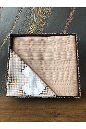 Bikaya Home Cotton Double Honeycomb Pique Set - Boxed 4 Pieces - Sheet Without Elastic