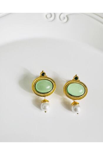 DEVİ fashion Green Vintage Earrings 3 cm