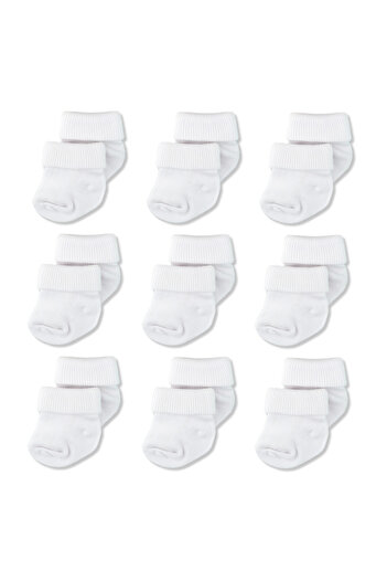 Novibaby 9 Pack Bamboo Newborn Baby Socks, Girls Boys Socks, White Ecru Pink Multicolor