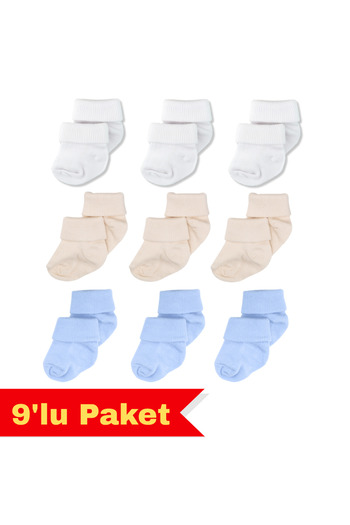 Novibaby 9 Pack Bamboo Newborn Baby Socks, Girls Boys Socks, White Ecru Pink Multicolor